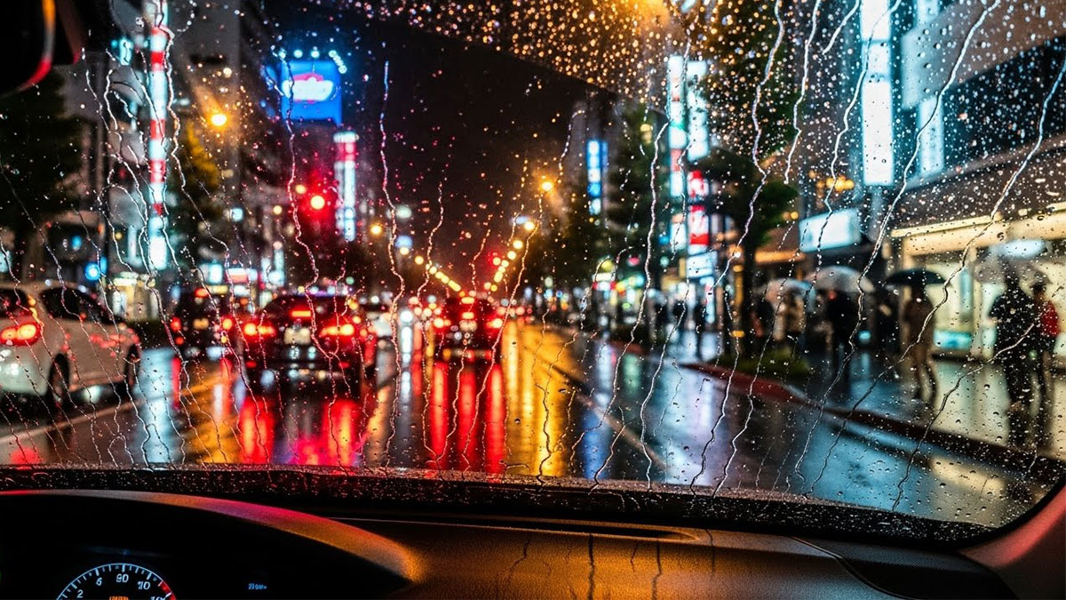 雨の日の夜の自動車運転