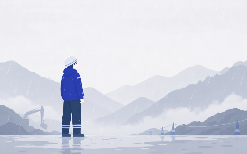 株式会社トキワ｜九州の雨は「強く、長く降り続く」雨であることを表すイラスト