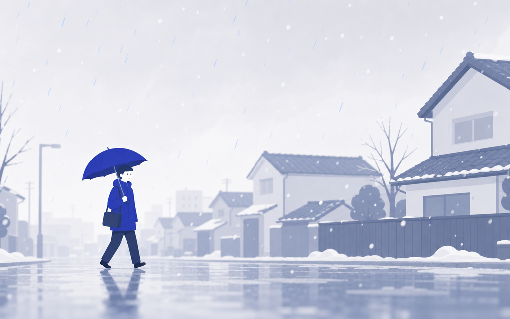 株式会社トキワ｜雨処・北陸「弁当忘れても、傘忘れるな」を表すイラスト