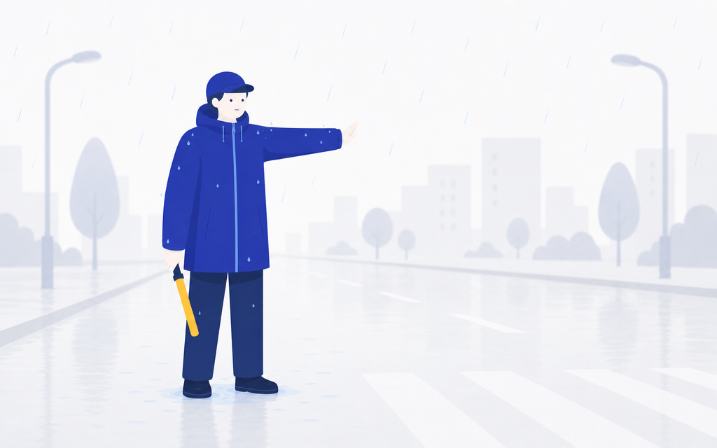 株式会社トキワ|レインウェア着用時の熱中症対策を象徴するイメージイラスト